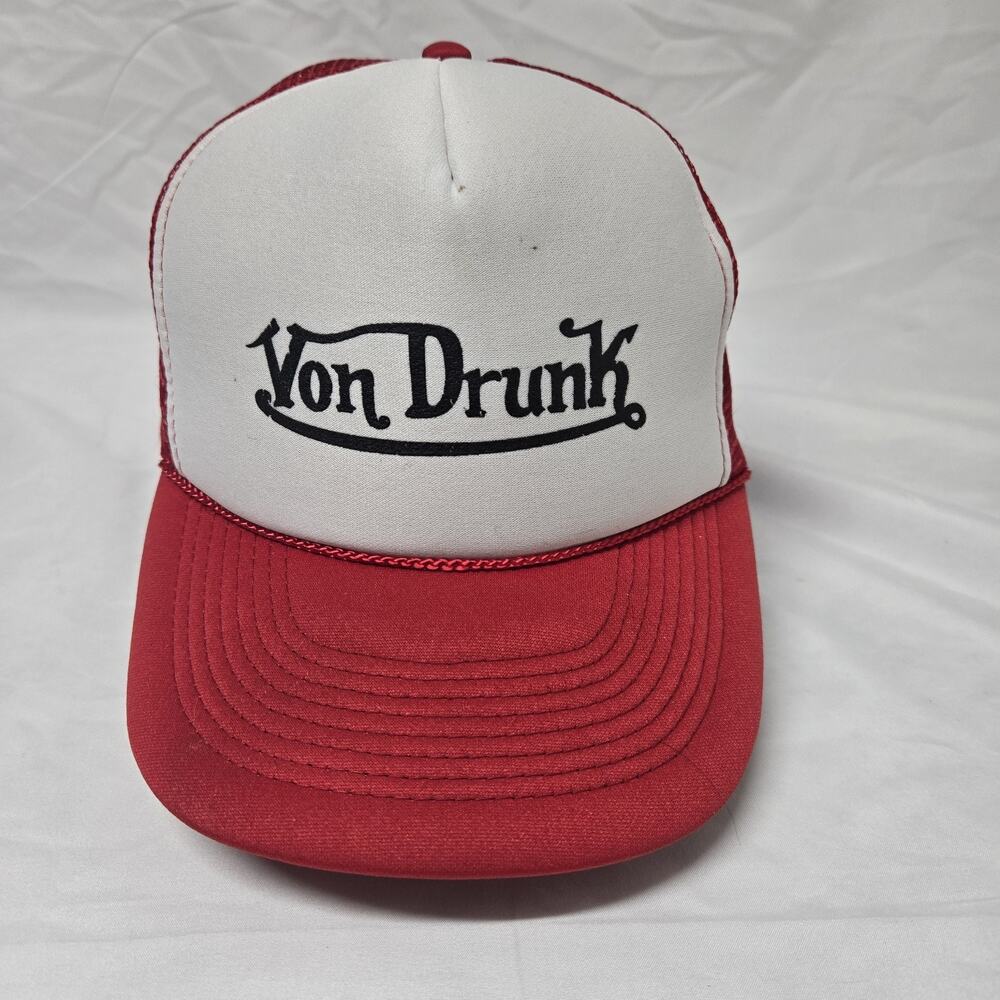 Vintage Y2K Von Dutch Drunk Party Drinking Trucker Mesh Cap Hat Adjustable Cap